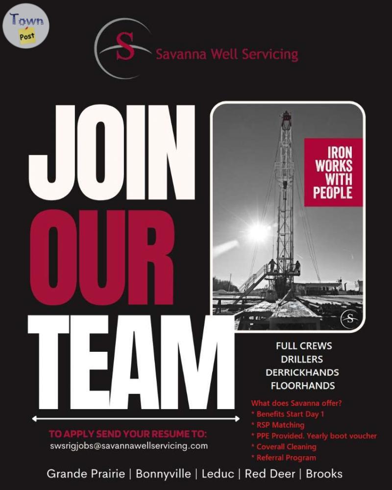 Photo of Hiring: Service Rig Experienced Derrickhands & Floorhands (Brooks, AB)