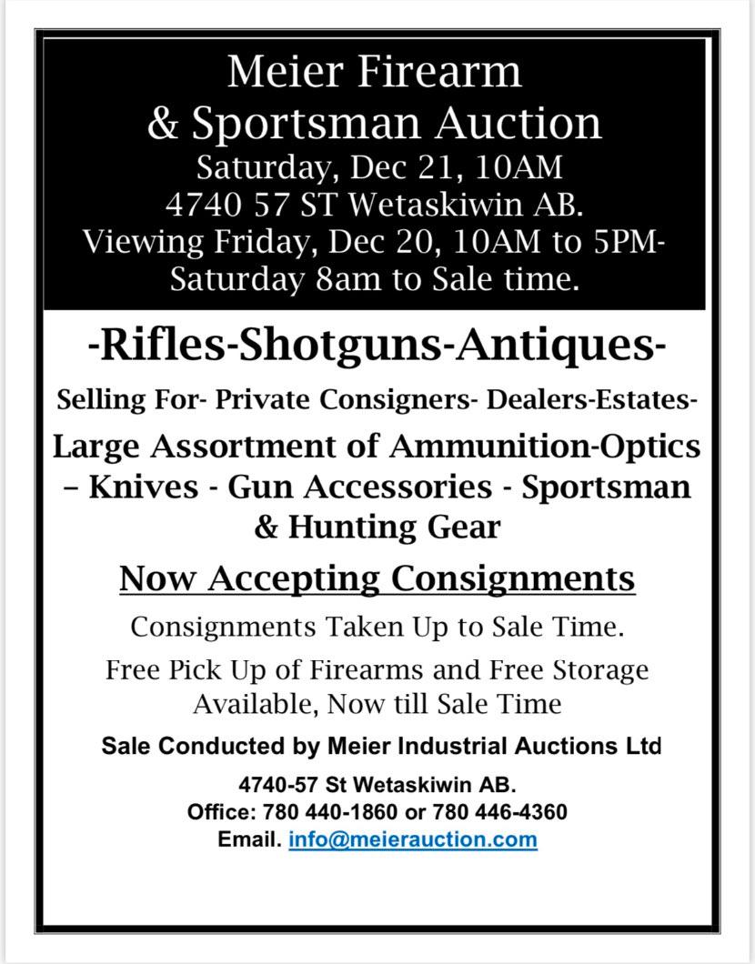 Photo of Meier Firearm & Sportsman Auction Sat. Dec 21 10am 